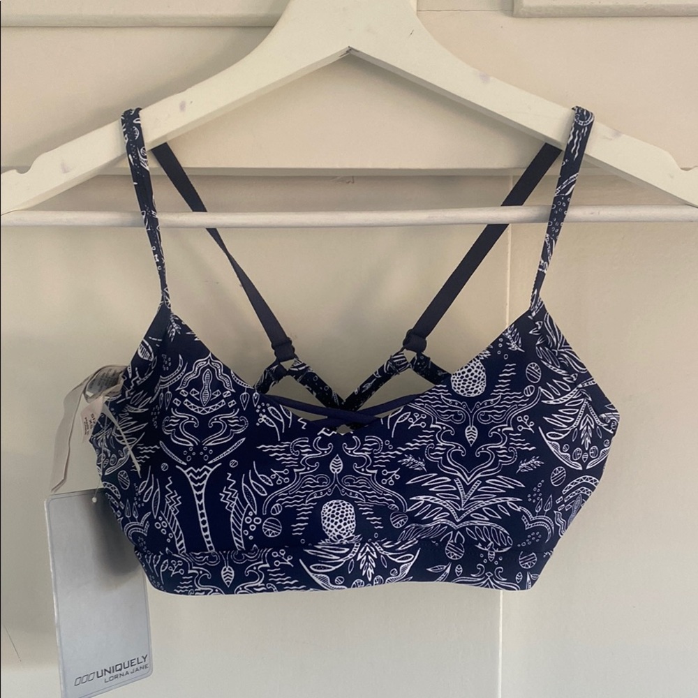 Lorna Jane Navy Patterned Sports Bra